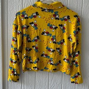 Vintage Yellow Disney Mickey Mouse Long Sleeve Crop Top sz S